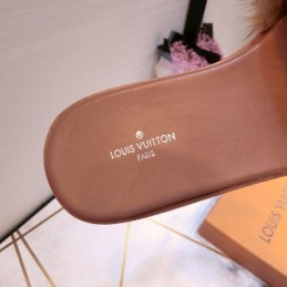 Replica Louis Vuitton Brown Mink Slide Slippers