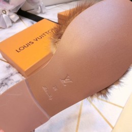 Replica Louis Vuitton Brown Mink Slide Slippers