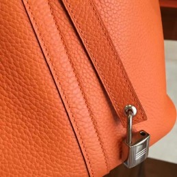 Replica Hermes Orange Brown Picotin Lock 22 Smooth Leather Bag