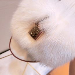 Replica Louis Vuitton White Mink Slide Slippers