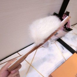 Replica Louis Vuitton White Mink Slide Slippers