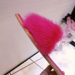 Replica Louis Vuitton Bright Pink Mink Slide Slippers