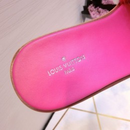 Replica Louis Vuitton Bright Pink Mink Slide Slippers