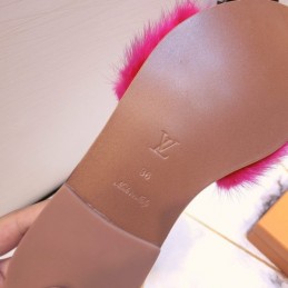 Replica Louis Vuitton Bright Pink Mink Slide Slippers