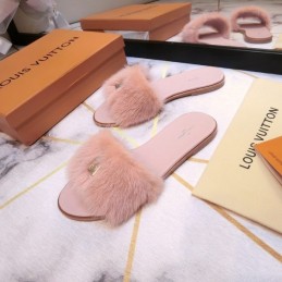 Replica Louis Vuitton Pale Pink Mink Slide Slippers