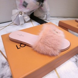 Replica Louis Vuitton Pale Pink Mink Slide Slippers