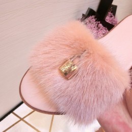 Replica Louis Vuitton Pale Pink Mink Slide Slippers
