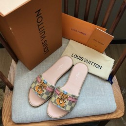 Replica Louis Vuitton Multicolor Check Lock It Flat Mule Sandals