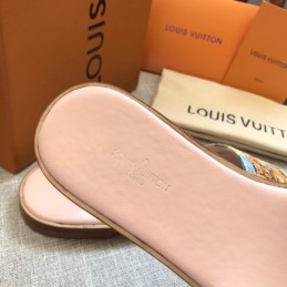Replica Louis Vuitton Multicolor Check Lock It Flat Mule Sandals