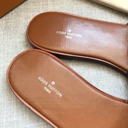 Replica Louis Vuitton Brown Monogram Pink Lock It Flat Mule Sandals