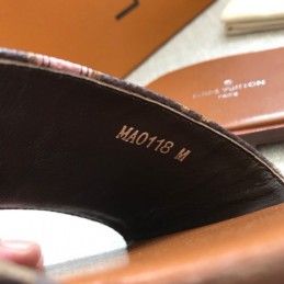 Replica Louis Vuitton Brown Monogram Pink Lock It Flat Mule Sandals