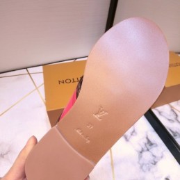 Replica Louis Vuitton Brown Monogram Pink Flat Sandals