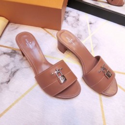 Replica Louis Vuitton Tan Lock It Mule Sandals