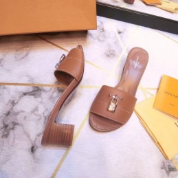 Replica Louis Vuitton Tan Lock It Mule Sandals