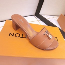 Replica Louis Vuitton Tan Lock It Mule Sandals