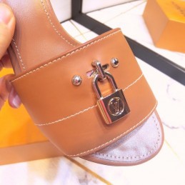 Replica Louis Vuitton Tan Lock It Mule Sandals