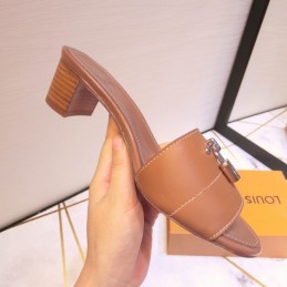 Replica Louis Vuitton Tan Lock It Mule Sandals