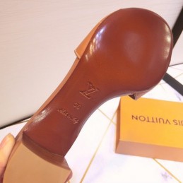 Replica Louis Vuitton Tan Lock It Mule Sandals
