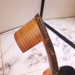 Replica Louis Vuitton Brown Monogram Black Lock It Mule Sandals