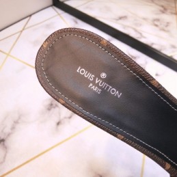 Replica Louis Vuitton Brown Monogram Black Lock It Mule Sandals