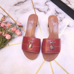 Replica Louis Vuitton Red Lock It Mule Sandals