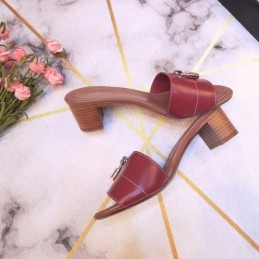 Replica Louis Vuitton Red Lock It Mule Sandals