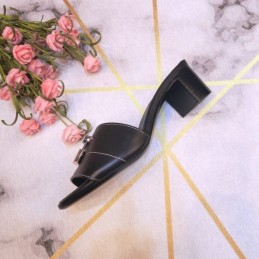 Replica Louis Vuitton Black Lock It Mule Sandals
