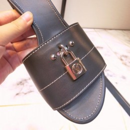Replica Louis Vuitton Black Lock It Mule Sandals