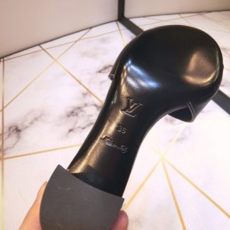 Replica Louis Vuitton Black Lock It Mule Sandals