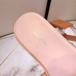 Replica Louis Vuitton Pink Multicolor Lock It Flat Mule Sandals