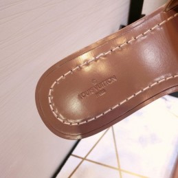 Replica Louis Vuitton Gold Metallic Lock It Flat Mule Sandals