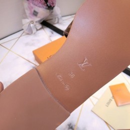 Replica Louis Vuitton Brown Monogram Lock It Flat Mule Sandals