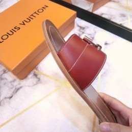 Replica Louis Vuitton Red Lock It Flat Mule Sandals