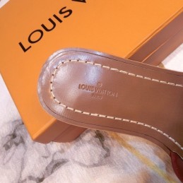 Replica Louis Vuitton Red Lock It Flat Mule Sandals