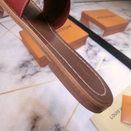 Replica Louis Vuitton Red Lock It Flat Mule Sandals