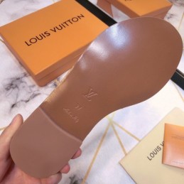 Replica Louis Vuitton Red Lock It Flat Mule Sandals