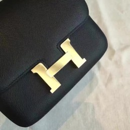 Replica Hermes Black Constance Mini 18 Gold Hardware Bag