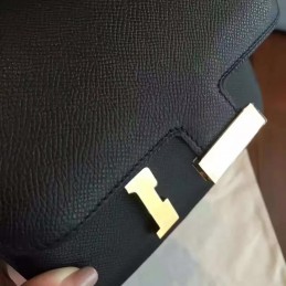 Replica Hermes Black Constance Mini 18 Gold Hardware Bag