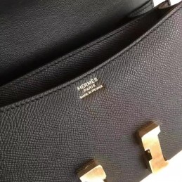 Replica Hermes Black Constance Mini 18 Gold Hardware Bag