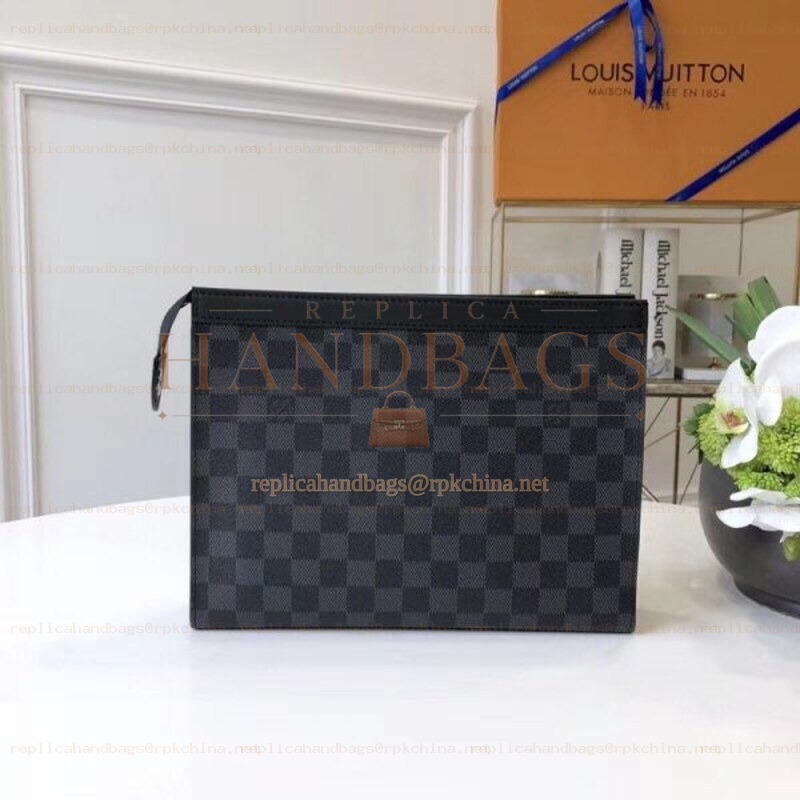 Replica Louis Vuitton Damier Graphite Pochette Voyage MM Wristlet