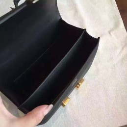 Replica Hermes Black Constance Mini 18 Gold Hardware Bag