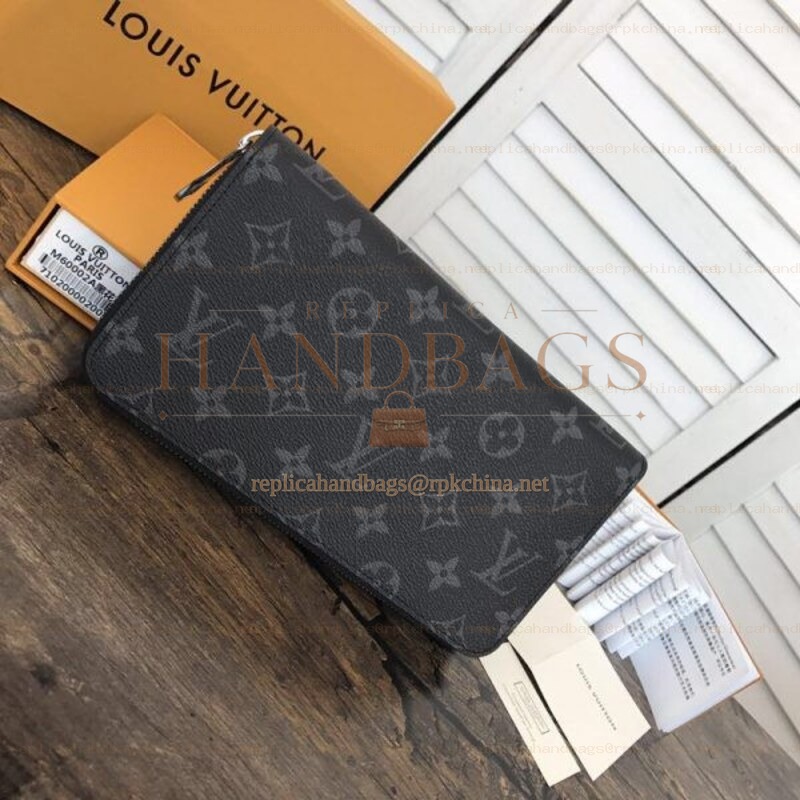 Replica Louis Vuitton Black Monogram Eclipse Zippy Organizer Wallet - Style 2