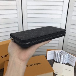 Replica Louis Vuitton Dark Gray Monogram Eclipse Zippy Organizer Wallet - Style 2