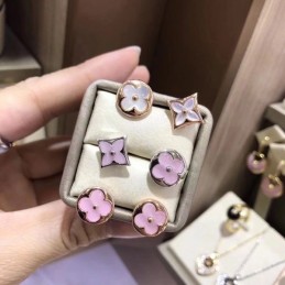 Replica Louis Vuitton Pink Mixed-Shape Monogram Flower Earring Set