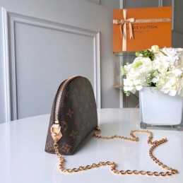 Replica Louis Vuitton Brown Monogram Chain Cosmetic Pouch GM