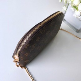 Replica Louis Vuitton Brown Monogram Chain Cosmetic Pouch GM
