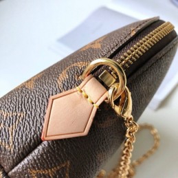 Replica Louis Vuitton Brown Monogram Chain Cosmetic Pouch GM