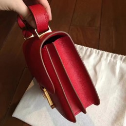 Replica Hermes Red Constance Mini 18 Leather Covered H Bag