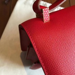 Replica Hermes Red Constance Mini 18 Leather Covered H Bag