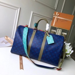 Replica Louis Vuitton Blue Monogram Keepall Bandouliere 45